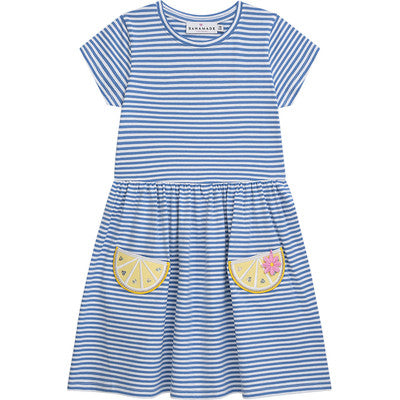 Danamade Kleid Kurzarm DMERLE gestreift mit Zitronentaschen