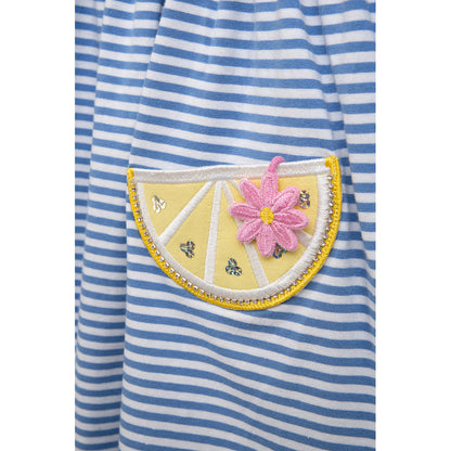 Danamade Kleid Kurzarm DMERLE gestreift mit Zitronentaschen
