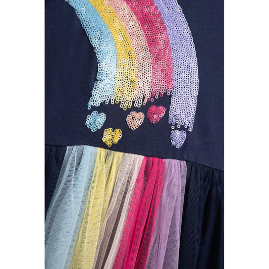 Danamade Kleid Langarm mit Tüllrock und Regenbogen
