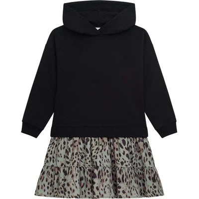 Danamade Kleid Langarm mit Kapuze und Leorock