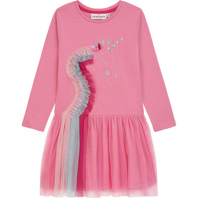 Danamade Kleid Langarm mit Einhorn und Tüllrock