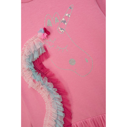 Danamade Kleid Langarm mit Einhorn und Tüllrock
