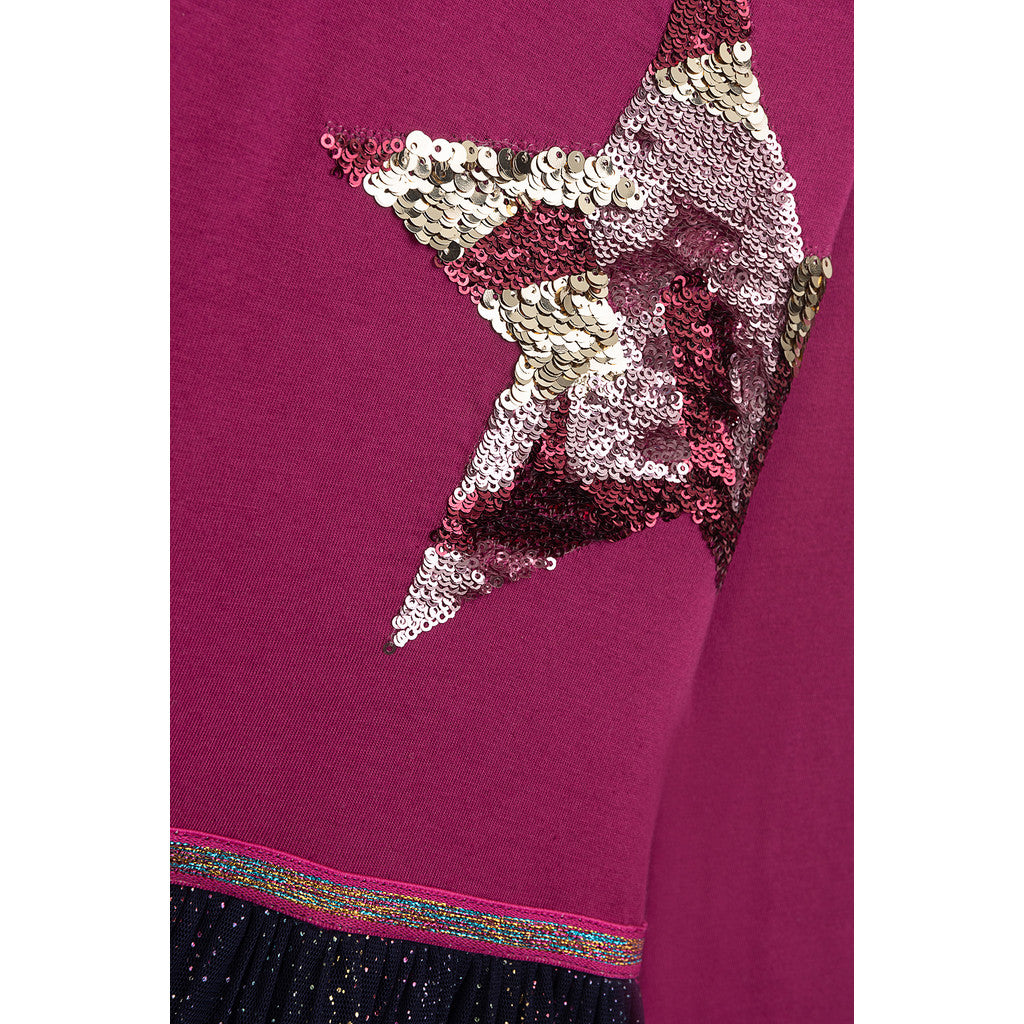 Danamade Kleid Langarm mit Paillettenstern und Tüllrock DRIKKE