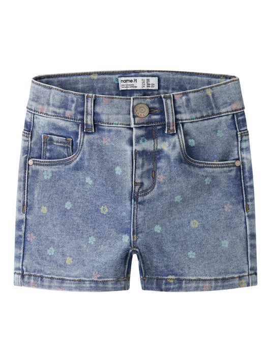 Name it Jeans Shorts Slim Fit mit kleinen Blüten