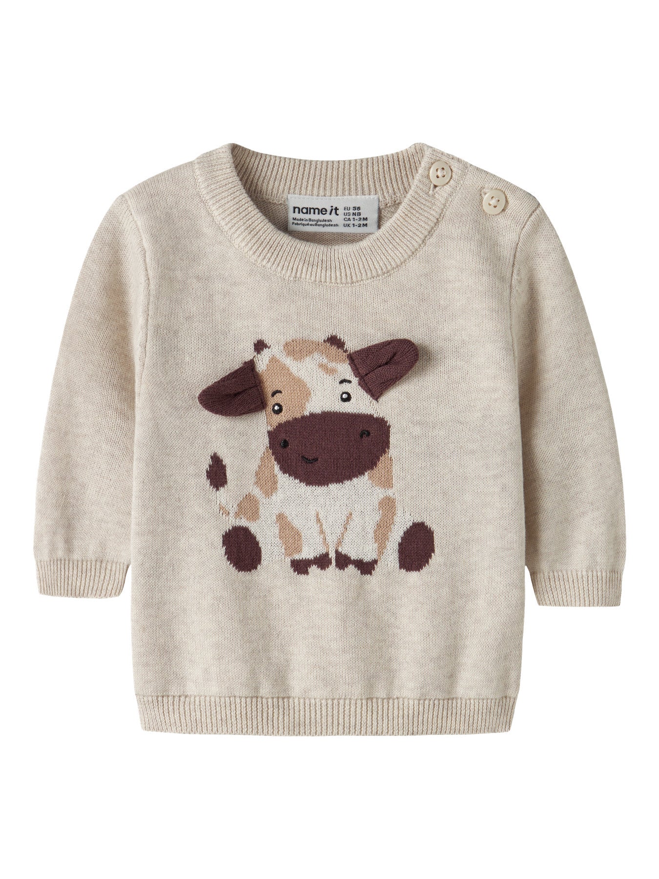 Name it Strickpullover mit Kuh aus Bio-Baumwolle