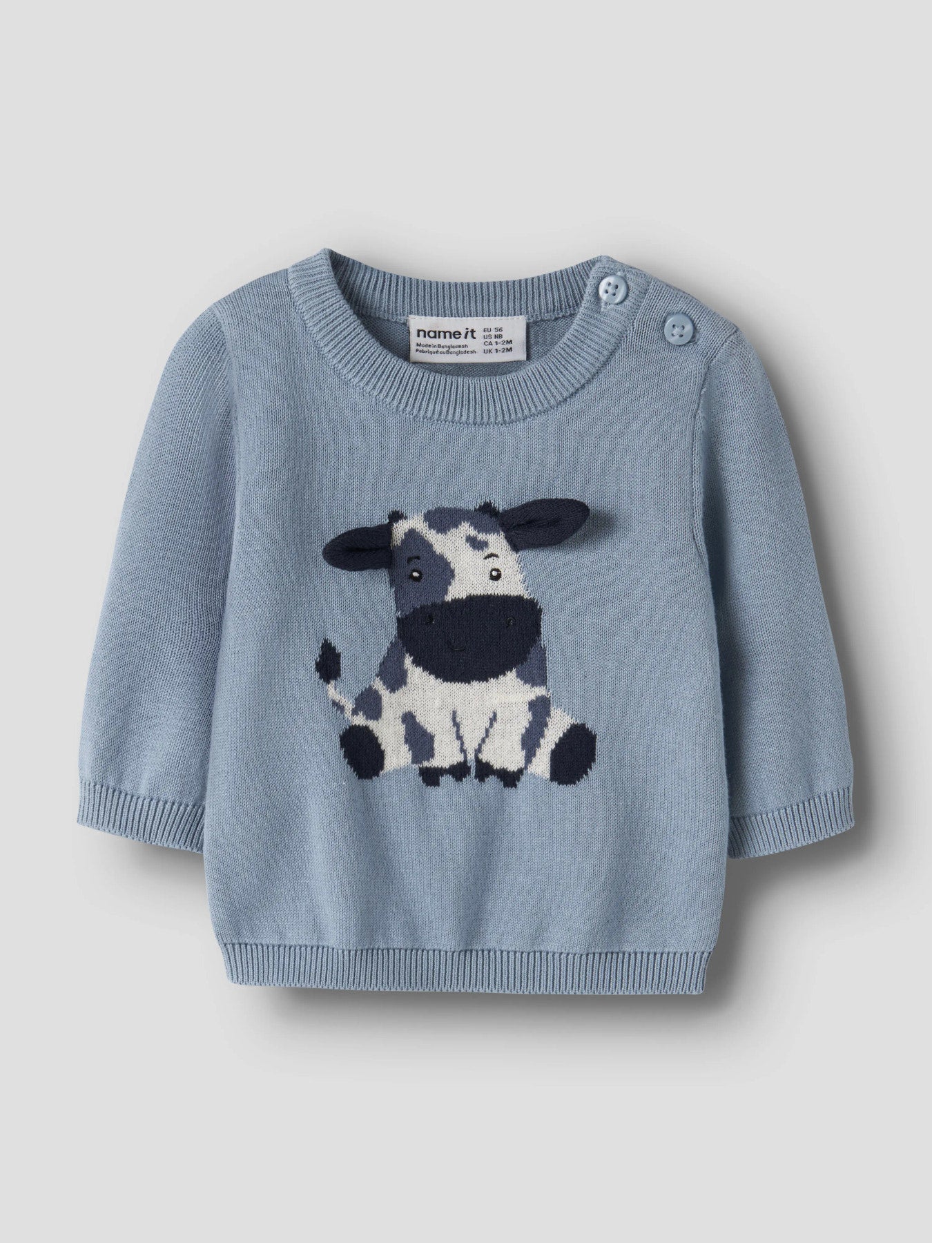 Name it Strickpullover mit Kuh aus Bio-Baumwolle