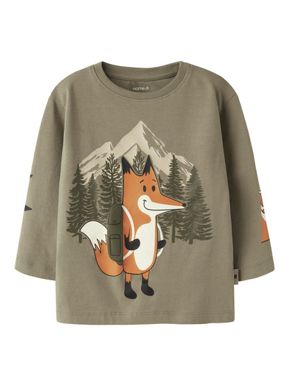 Name it Langarmshirt Otto mit Fuchsprint aus Bio-Baumwolle