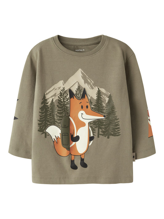 Name it Langarmshirt Otto mit Fuchsprint aus Bio-Baumwolle