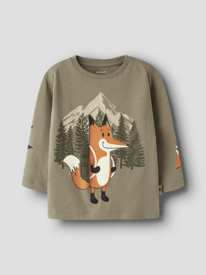 Name it Langarmshirt Otto mit Fuchsprint aus Bio-Baumwolle