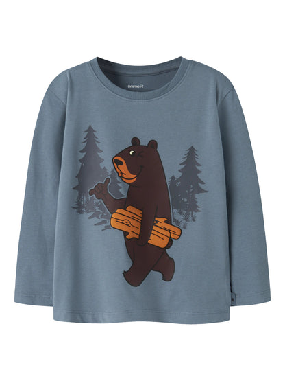 Name it Langarmshirt Otto mit Bärenprint aus Bio-Baumwolle