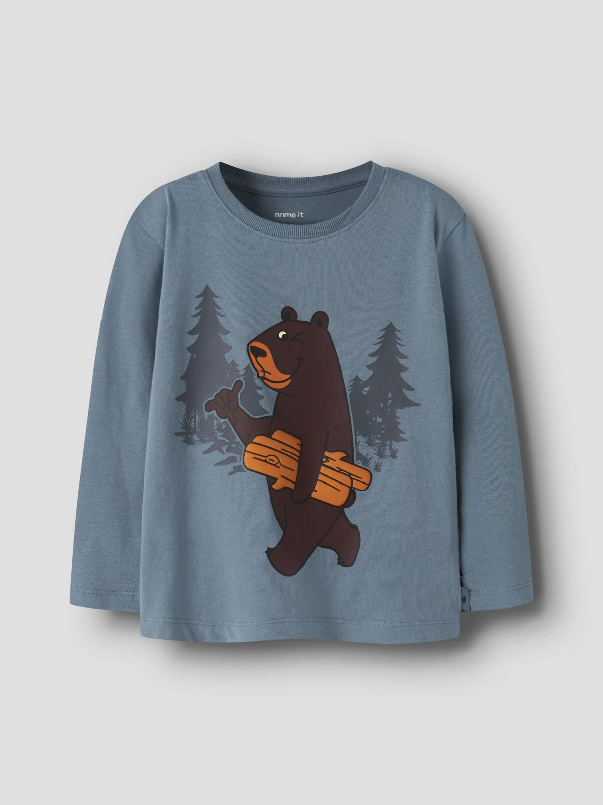 Name it Langarmshirt Otto mit Bärenprint aus Bio-Baumwolle