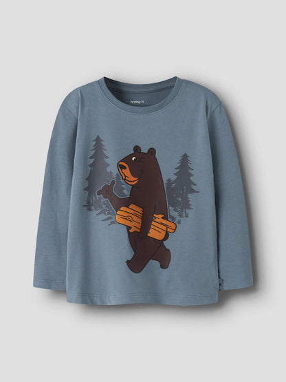 Name it Langarmshirt Otto mit Bärenprint aus Bio-Baumwolle