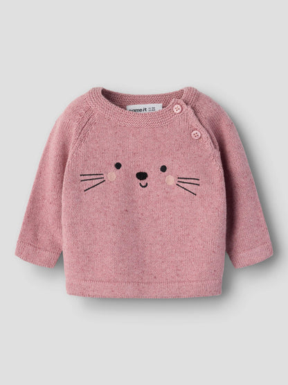 Name it Strickpullover Forana mit Tiergesicht aus Bio-Baumwolle