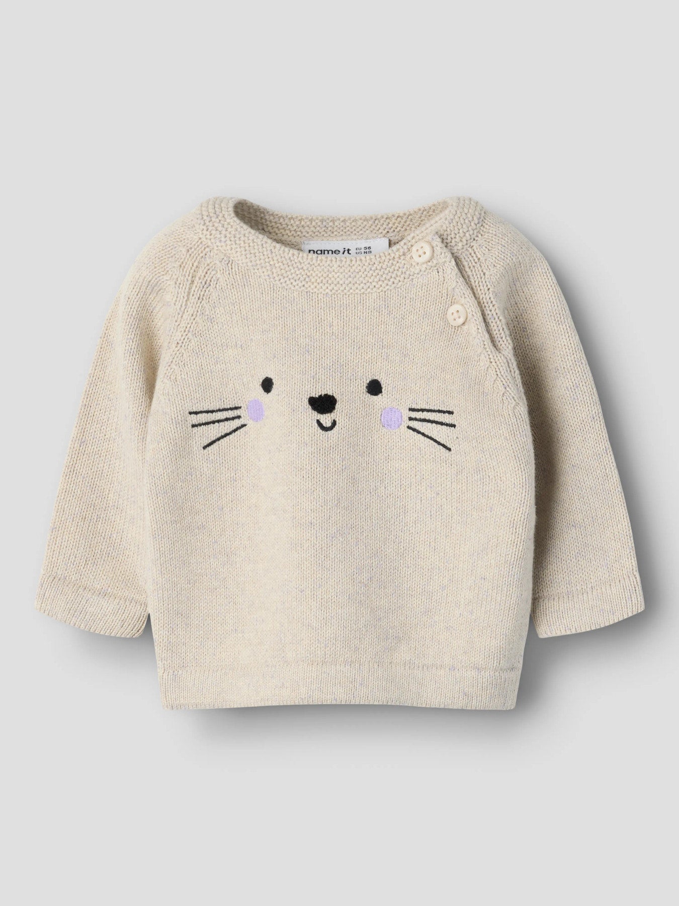 Name it Strickpullover Forana mit Tiergesicht aus Bio-Baumwolle