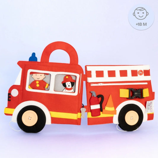 Jolly Designs Travel Buddy Feuerwehr – Rettungseinsatz zum Aufklappen, ab 18 Monaten