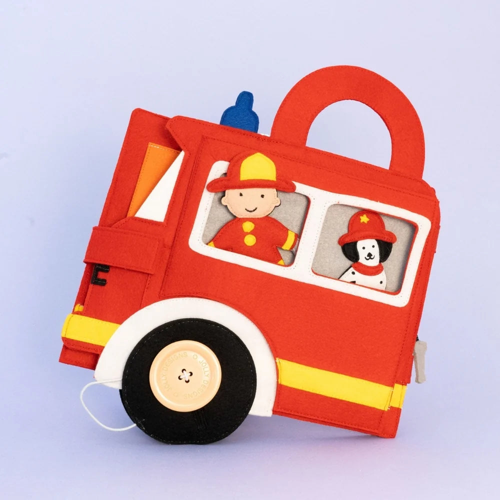 Jolly Designs Travel Buddy Feuerwehr – Rettungseinsatz zum Aufklappen, ab 18 Monaten