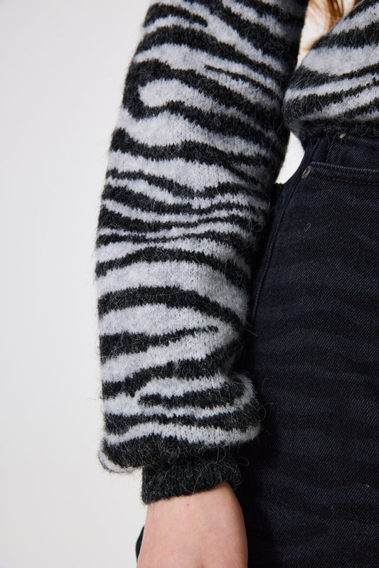 Garcia Strickpullover in Zebraoptik