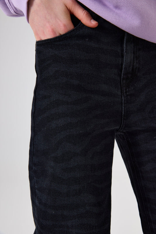 Garcia Schwarze Jeans in Zebraoptik