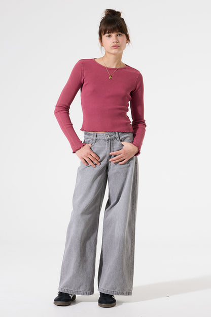 Garcia Langarmshirt in dunkelrosa