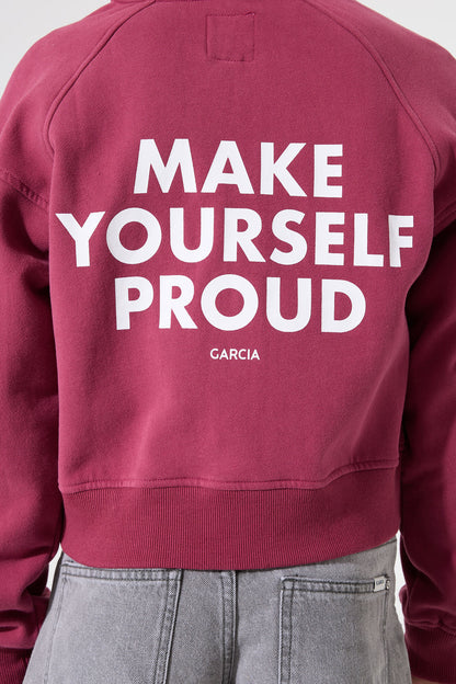 Garcia Sweatjacke mit Rückenprint in Dunkelrosa