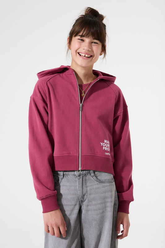 Garcia Sweatjacke mit Rückenprint in Dunkelrosa