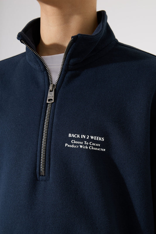 Garcia Sweatshirt mit Stehkragen in dunkelblau