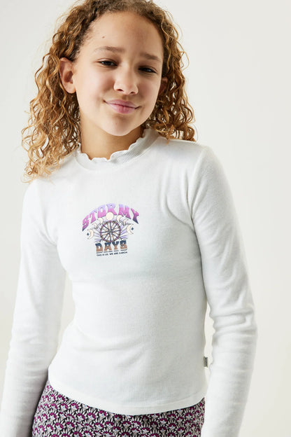 Garcia Cremeweißes Langarmshirt