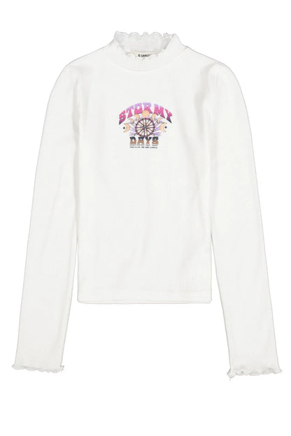 Garcia Cremeweißes Langarmshirt