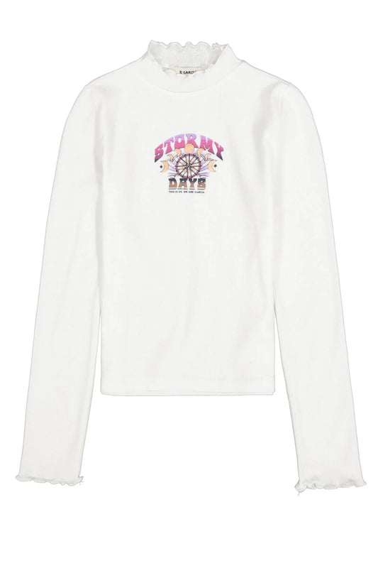 Garcia Cremeweißes Langarmshirt