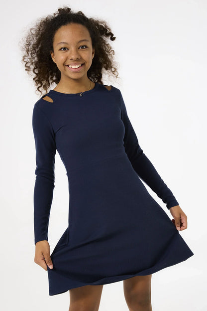 Garcia Dunkelblaues Kleid aus Rippstoff