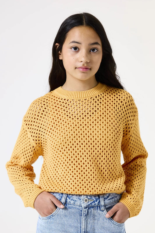 Garcia Gelber Pullover mit  Lochmuster