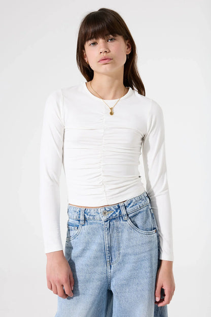 Garcia Cremefarbenes Langarmshirt