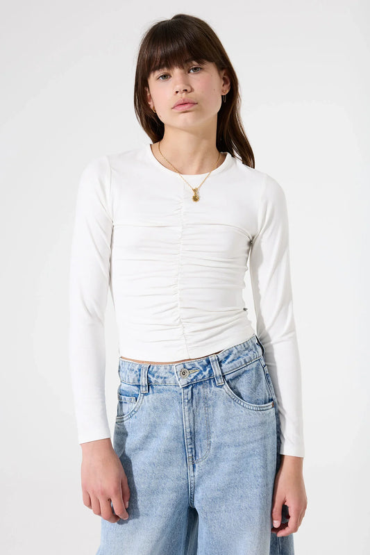 Garcia Cremefarbenes Langarmshirt