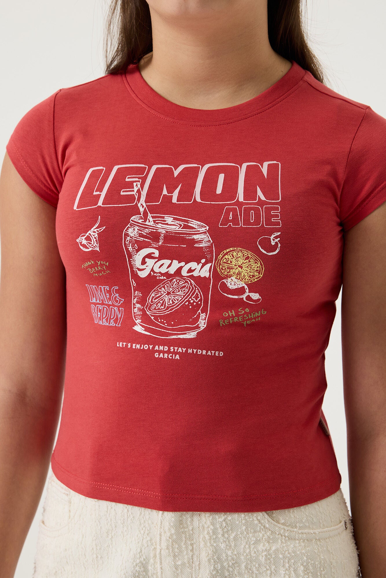 Garcia Rotes T-Shirt mit Brustprint