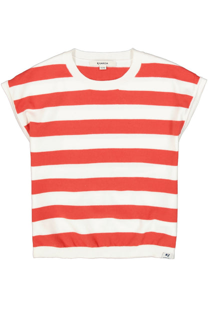 Garcia Gestreifter Kurzarmpullover