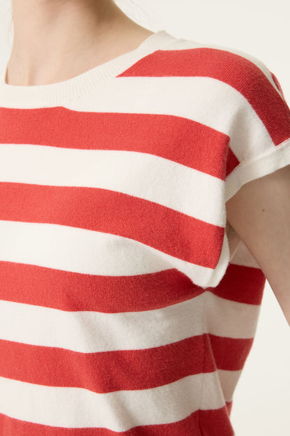 Garcia Gestreifter Kurzarmpullover