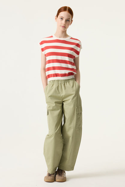 Garcia Gestreifter Kurzarmpullover