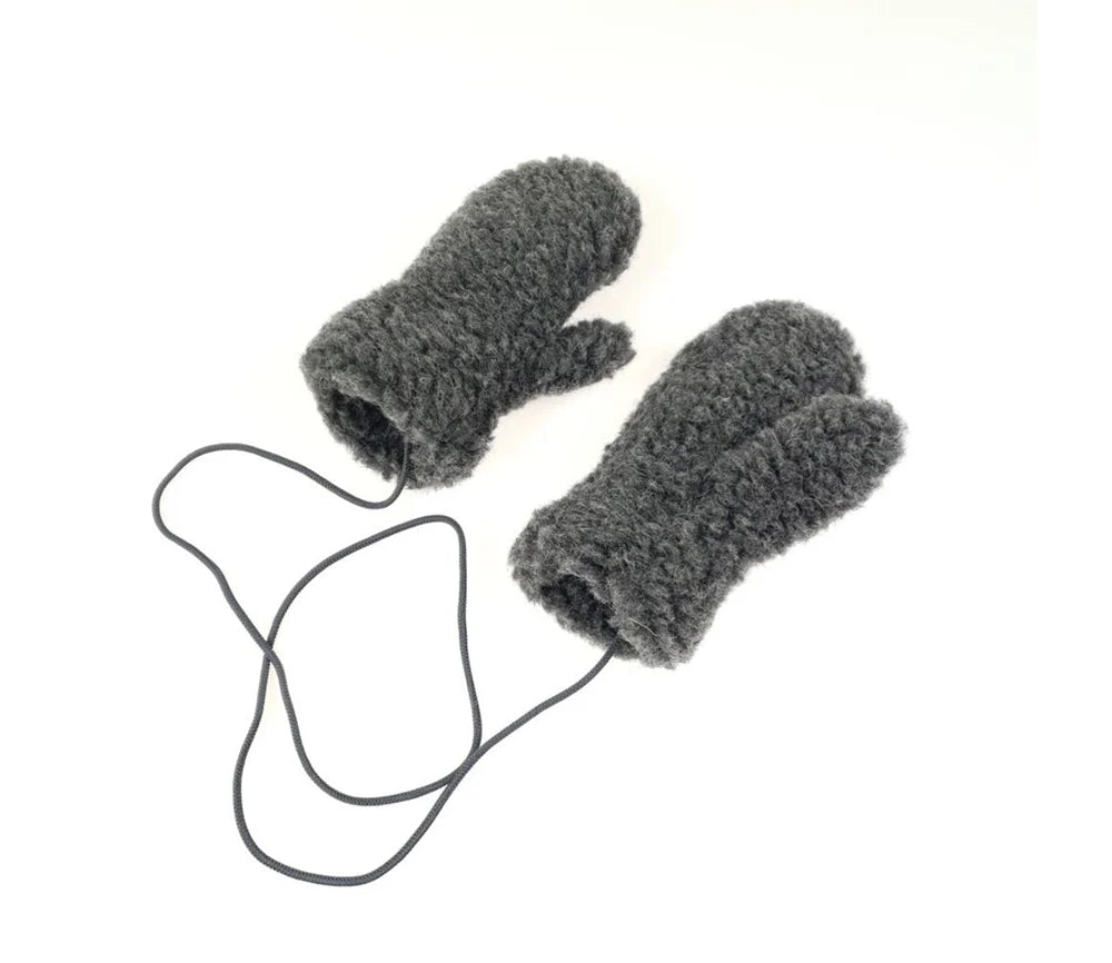Alwero Handschuhe Gully aus Bio-Wolle mit Band, Graphite