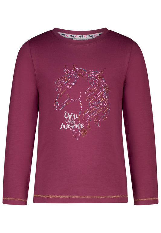 Salt and Pepper Langarmshirt Pferd mit Wendepailletten