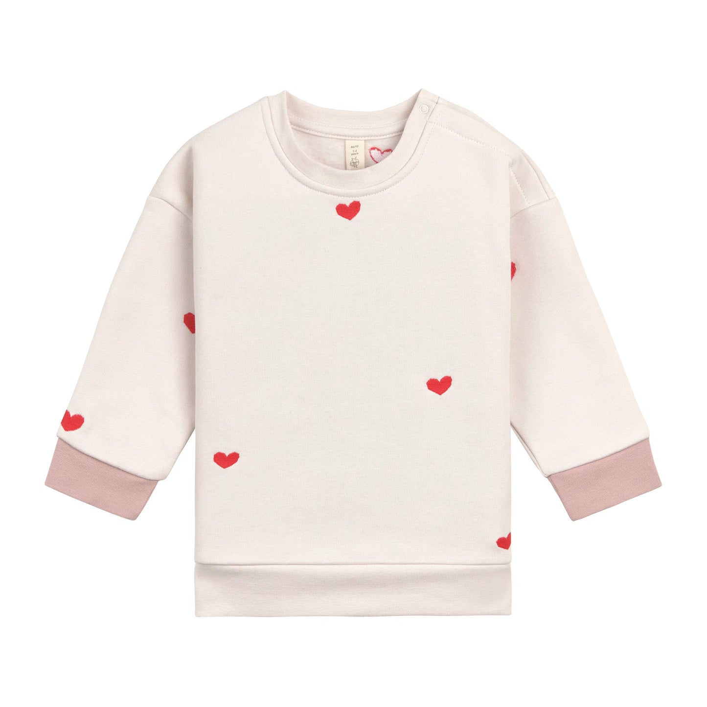 Lässig Sweatshirt Herz, Beige, aus Bio-Baumwolle GOTS