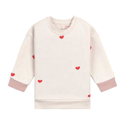 Lässig Sweatshirt Herz, Beige, aus Bio-Baumwolle GOTS