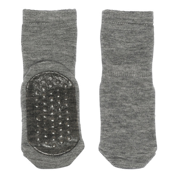 MP Denmark Anti-Slip-Wollsocken Grey Melange – Vorder- und Rückansicht