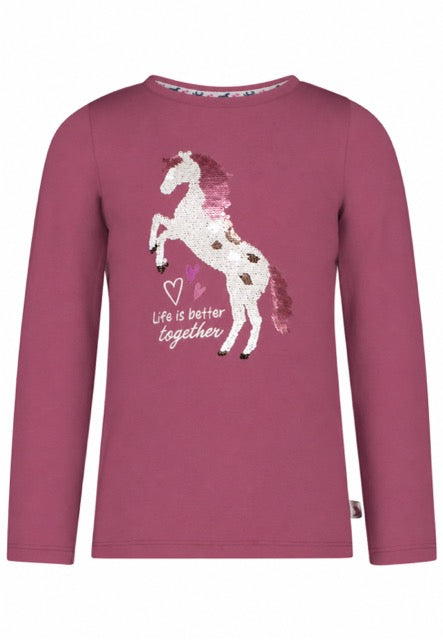 Salt and Pepper Langarmshirt Pferd mit Wendepailletten