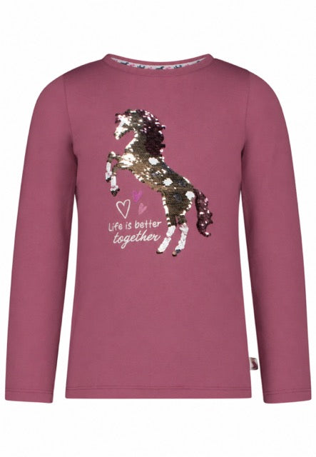 Salt and Pepper Langarmshirt Pferd mit Wendepailletten