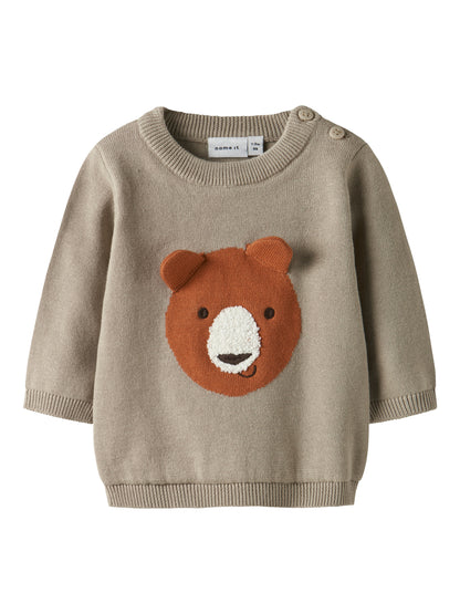 Name it Strickpullover mit Bärgesicht aus Bio-Baumwolle