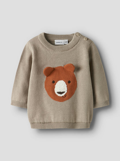 Name it Strickpullover mit Bärgesicht aus Bio-Baumwolle