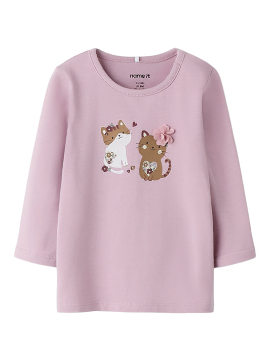 Name it Langarmshirt mit Katzenprint aus Bio-Baumwolle