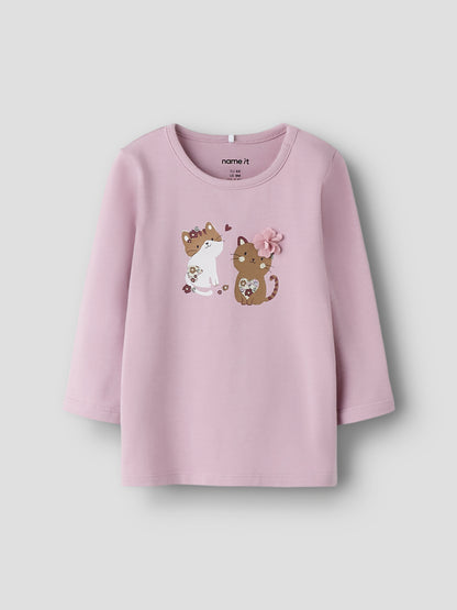 Name it Langarmshirt mit Katzenprint aus Bio-Baumwolle