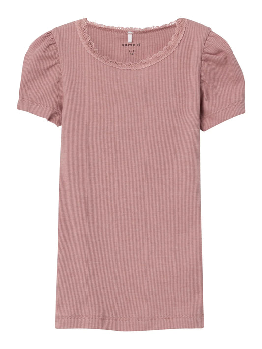 Name it T-Shirt mit Spitze aus Bio-Baumwolle und Modal