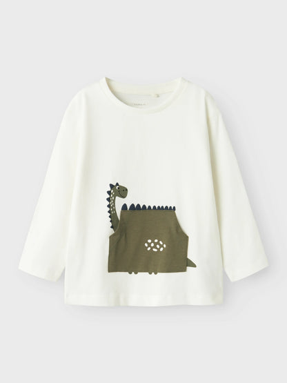 Name it Langarmshirt mit Dino und Kängurutasche aus Bio-Baumwolle